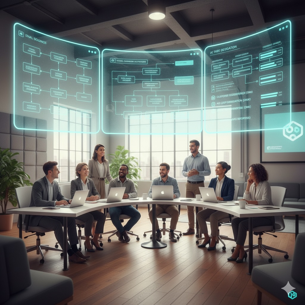 Professional working on laptop in modern office