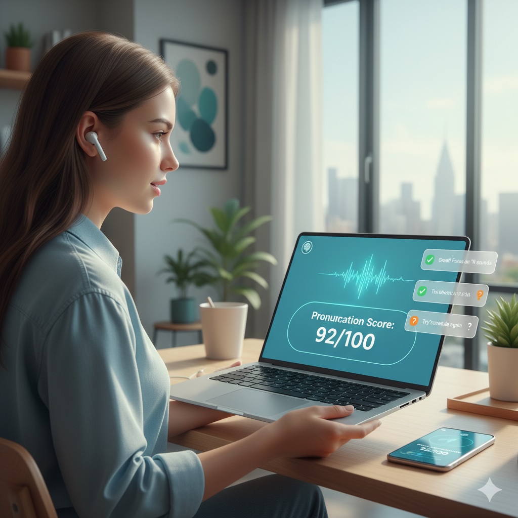 Student using TOEFL preparation tools